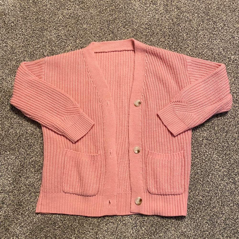 Pink Button up Cardigan with pockets